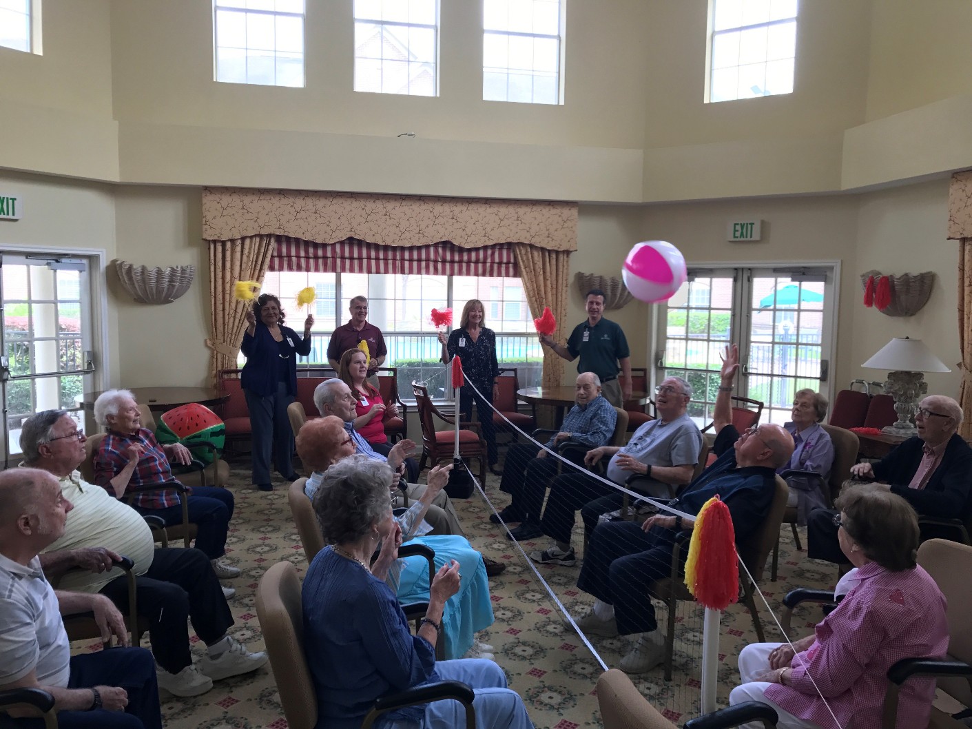 No excuses! Senior citizens getting their exercise on with chair