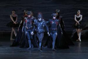 Houston Ballet Soloist Christopher Coomer as Rothbart with Artists of Houston Ballet in Stanton Welch’s Swan Lake.Photo by Tim Rummelhoff (2018)